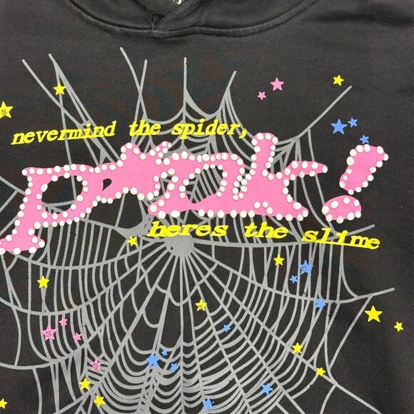 Sp5der P*nk Hoodie Nevermind The Slime Made in USA Cotton Black Oversized XL - Picture 3 of 9
